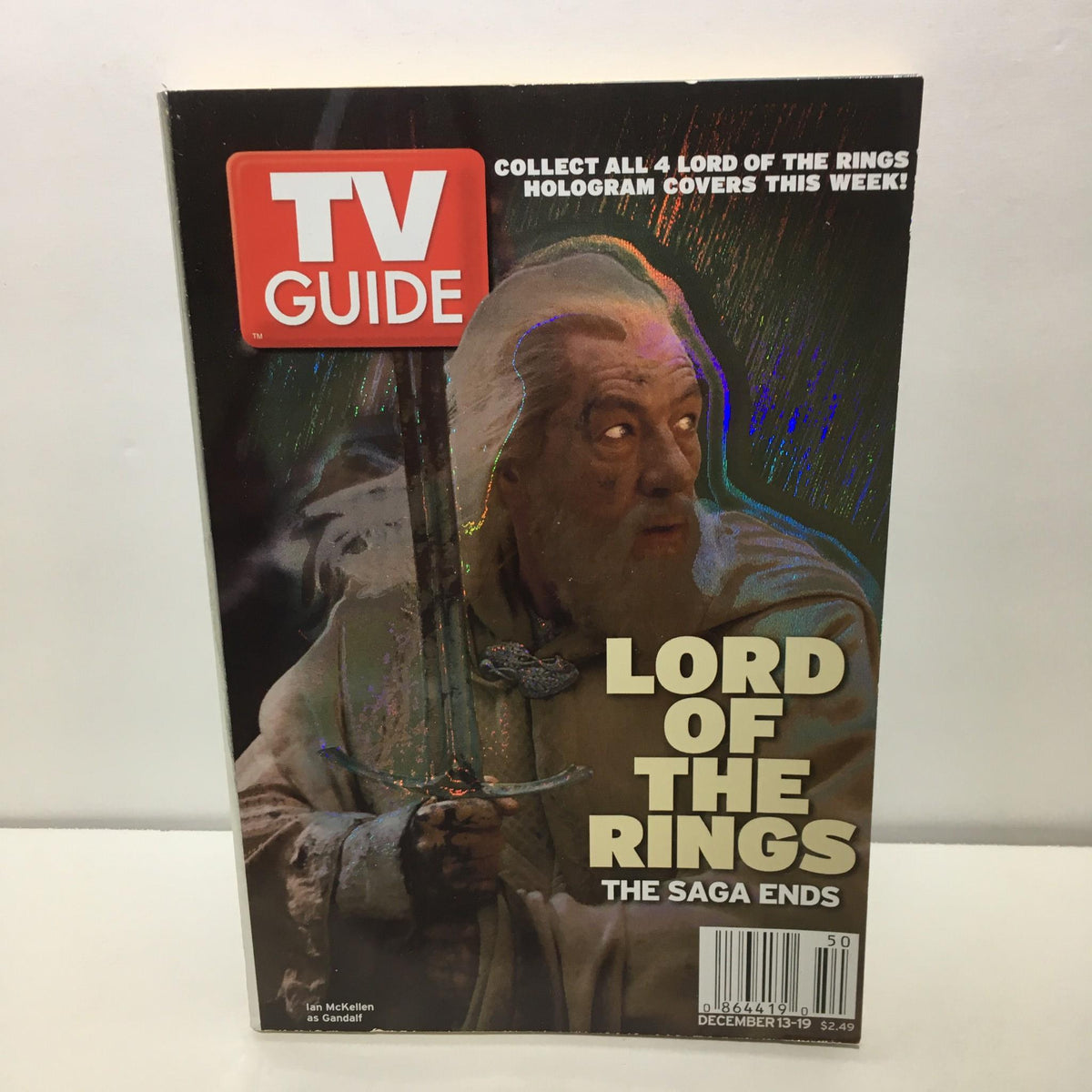 TV Guide Dec 13-19 2003 featuring Ian McKellen on the cover, showcasing 'Lord of the Rings: The Saga Ends' edition.