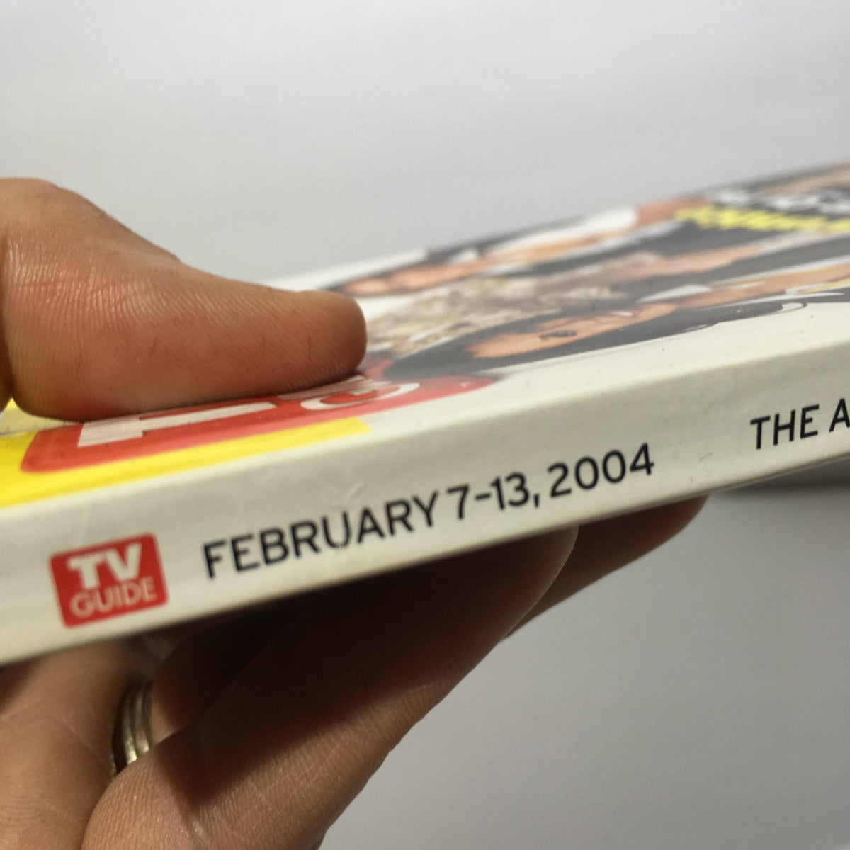 Spine view of TV Guide February 7-13 2004 showing the publication date and title details.