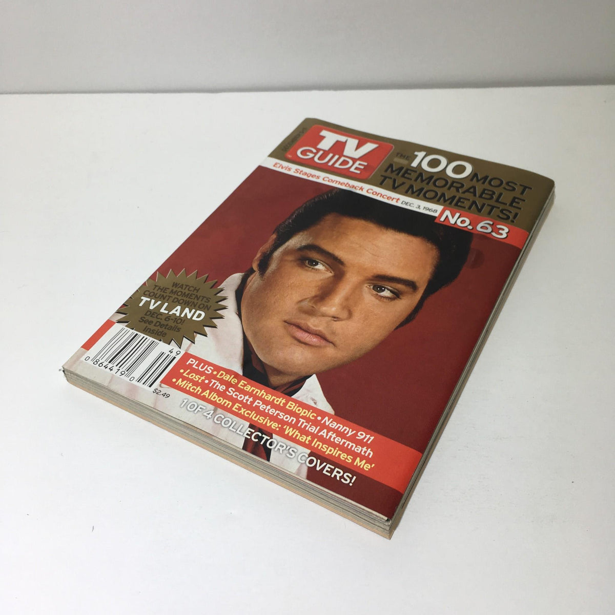Cover of the TV Guide dated Dec 5-11, 2004, highlighting Elvis Presley staging a comeback concert on Dec 3, 1968, with additional features and collector's items listed.