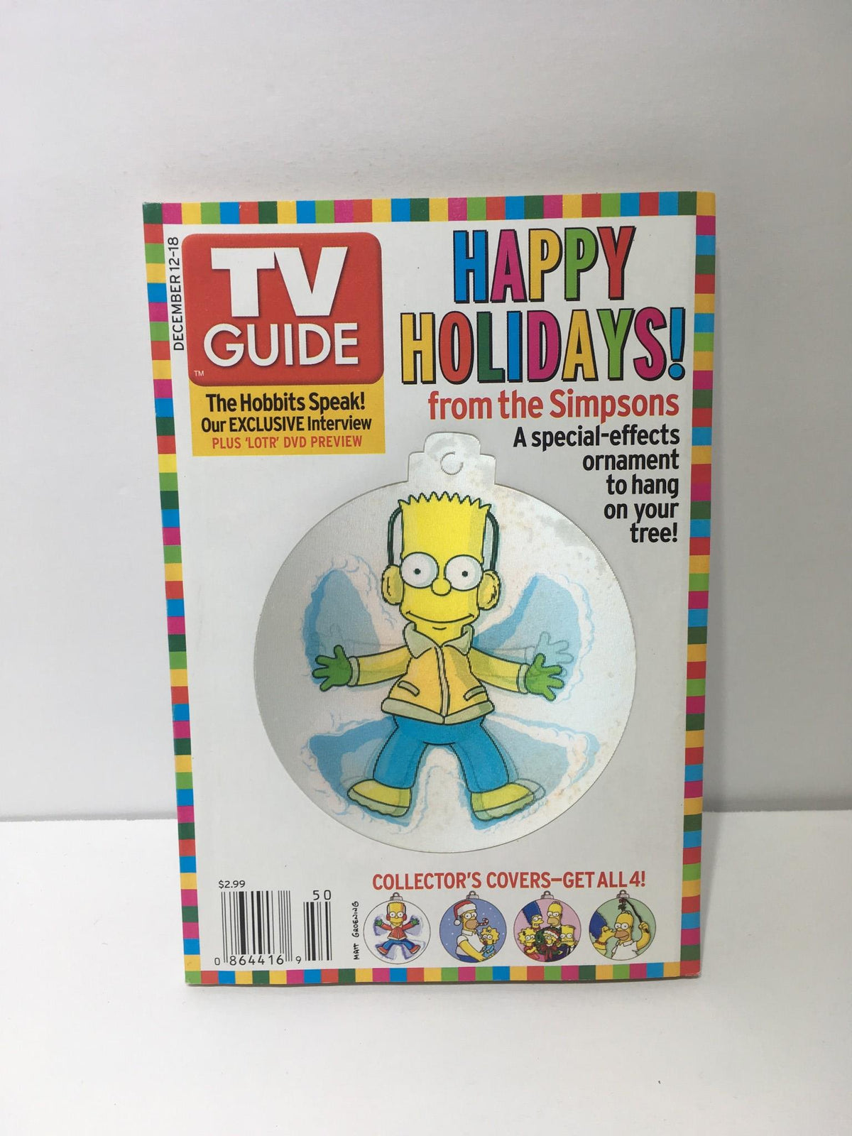 TV Guide December 12-18 2004 featuring The Simpsons with a special holiday ornament illustration, ideal for collectors.