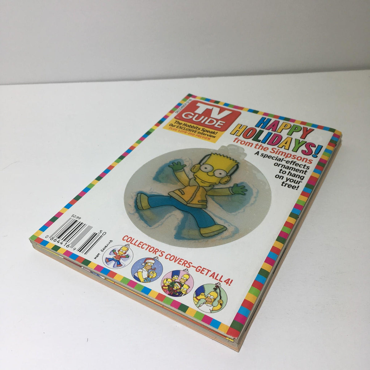 Cover of TV Guide December 12-18 2004 featuring a cheerful Bart Simpson in a winter-themed design, promoting holiday collectibles.