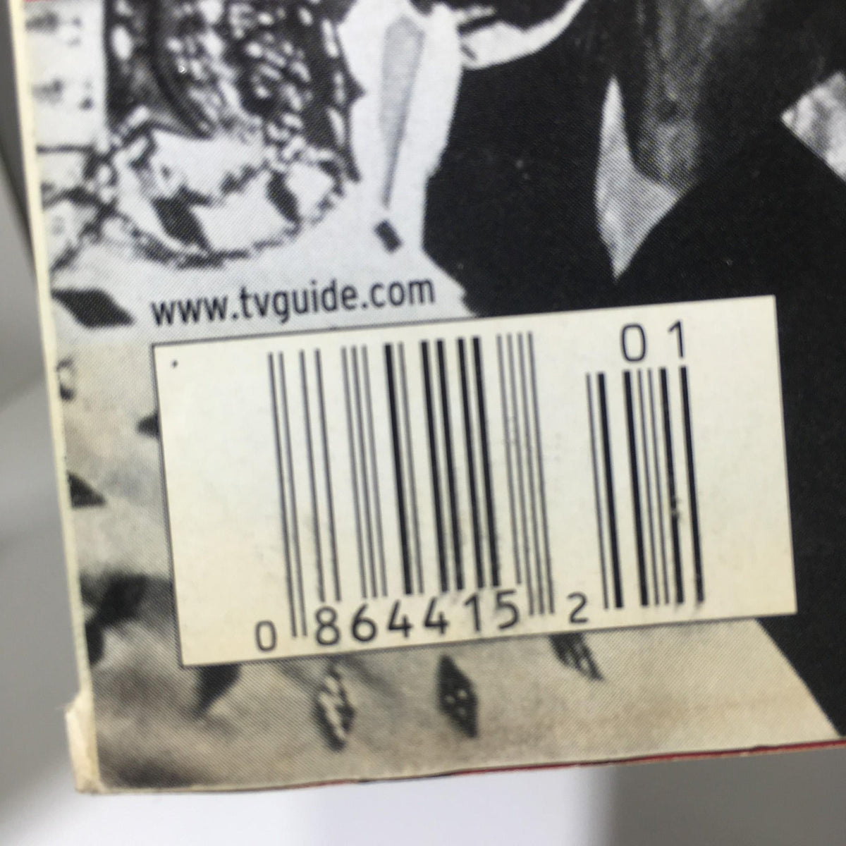 Close-up of the barcode on the back cover of the TV Guide January 1-7, 2000 featuring Elvis Presley, highlighting product identification.