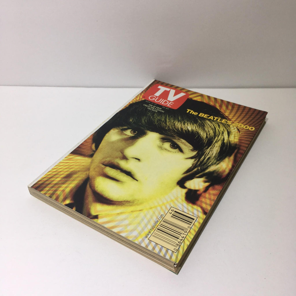Side view of TV Guide Nov 11-17 2000 displaying the cover design featuring The Beatles.