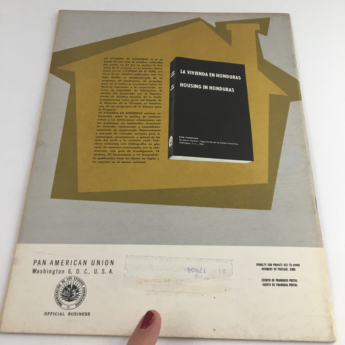 Back cover of Americas Magazine March 1965, featuring a simple graphic design and an address label, highlighting its vintage character.