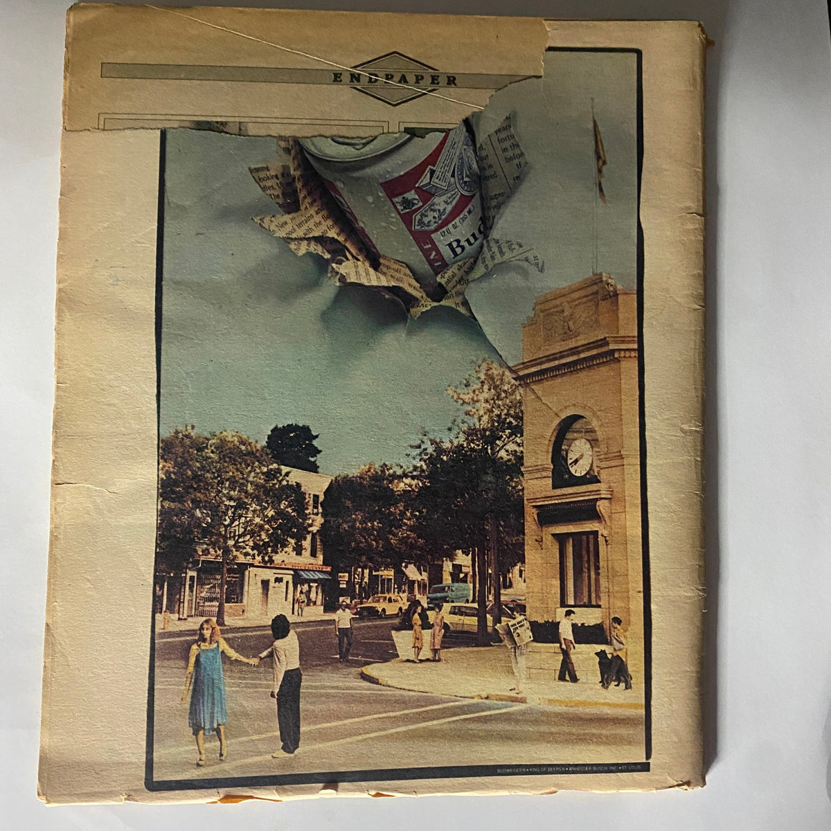 End paper of VTG Rolling Stone Magazine February 5 1981, displaying a nostalgic image of a street scene, representing the vintage aesthetic of the iconic publication.