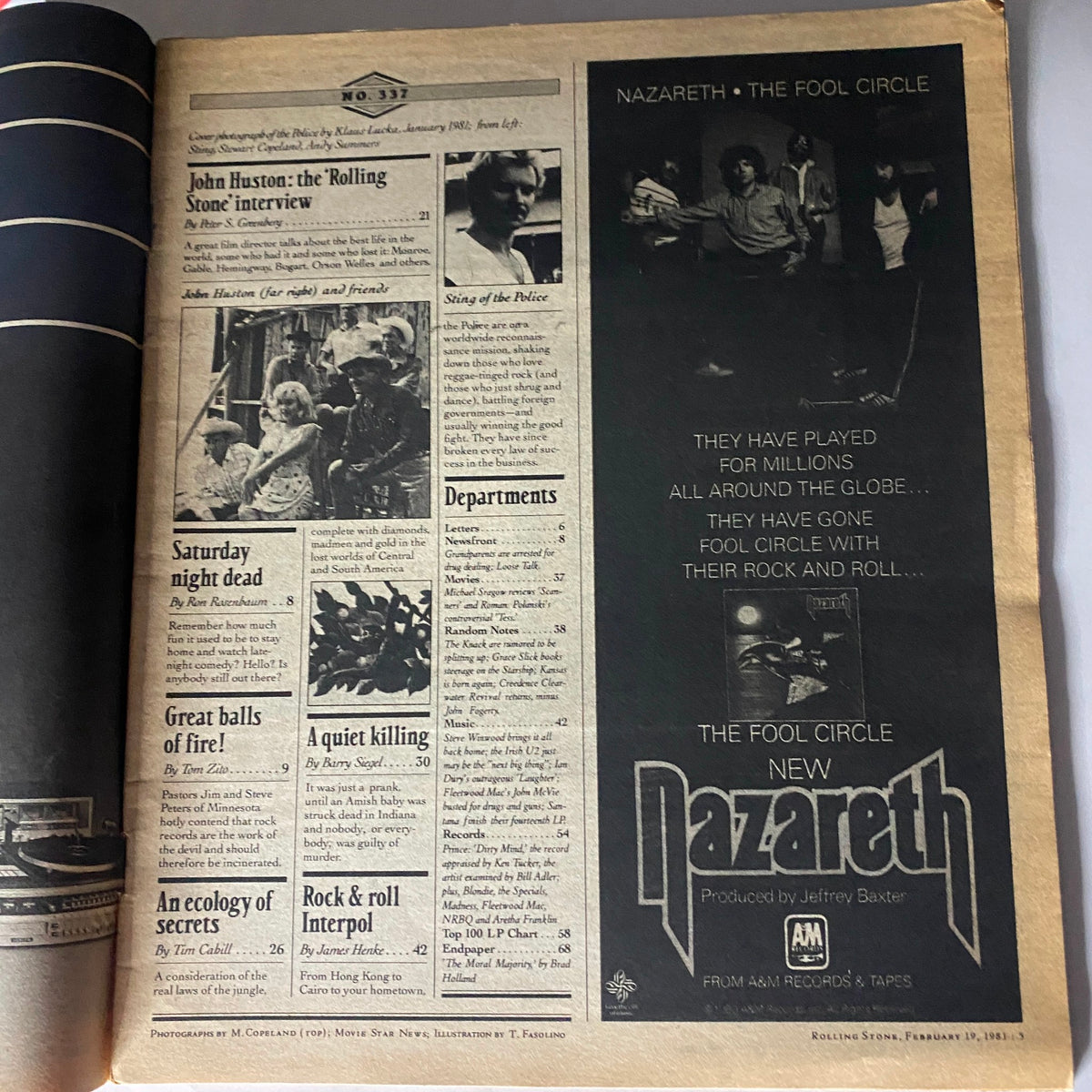 Interior page of the Rolling Stone magazine dated February 19, 1981, featuring articles and advertisements, titled 'VTG Rolling Stone Magazine February 19 1981 No. 337 The Police Cover'.