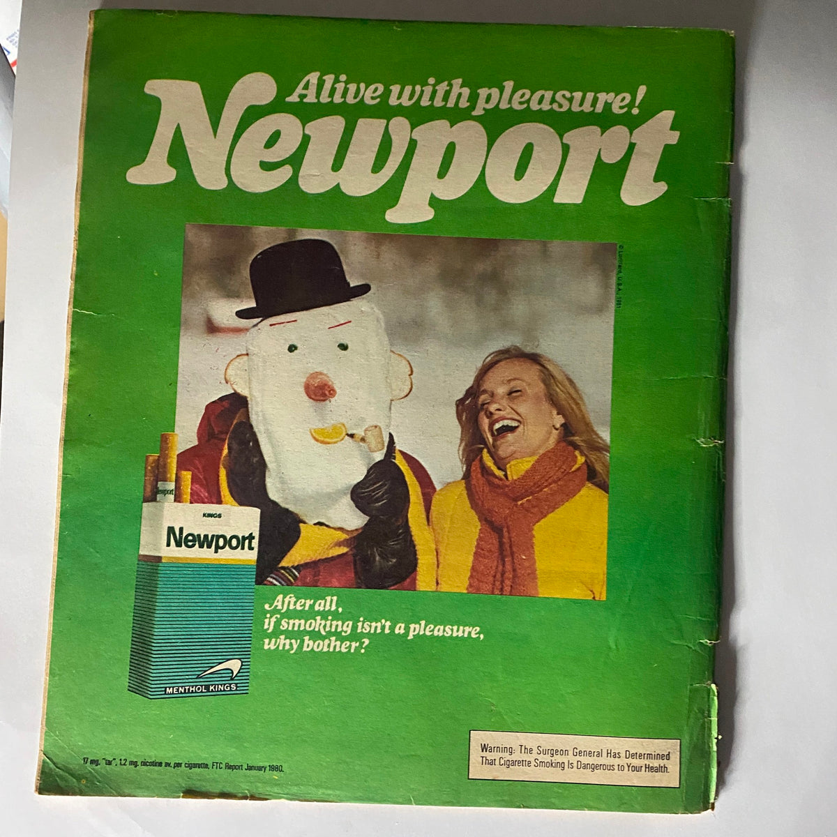 Advert from the Newport cigarette brand on the back cover of the Rolling Stone magazine, dated February 19, 1981, titled 'VTG Rolling Stone Magazine February 19 1981 No. 337 The Police Cover'.