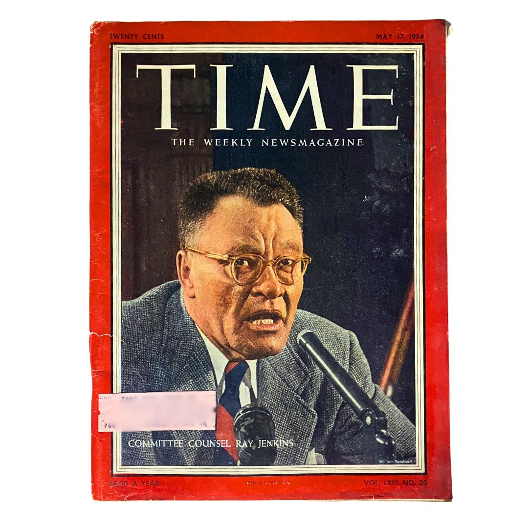 Cover of VTG Time Magazine May 17, 1954 featuring Committee Counsel Ray Jenkins, Volume 63, Number 20.