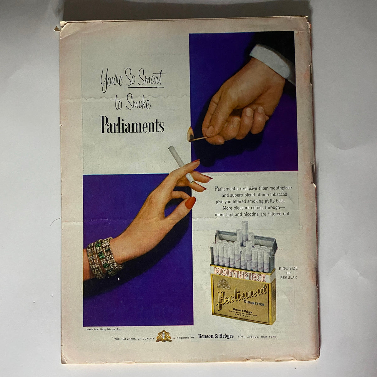 Advertisement page from VTG Time Magazine May 17, 1954 promoting Parliament cigarettes, Volume 63, Number 20.