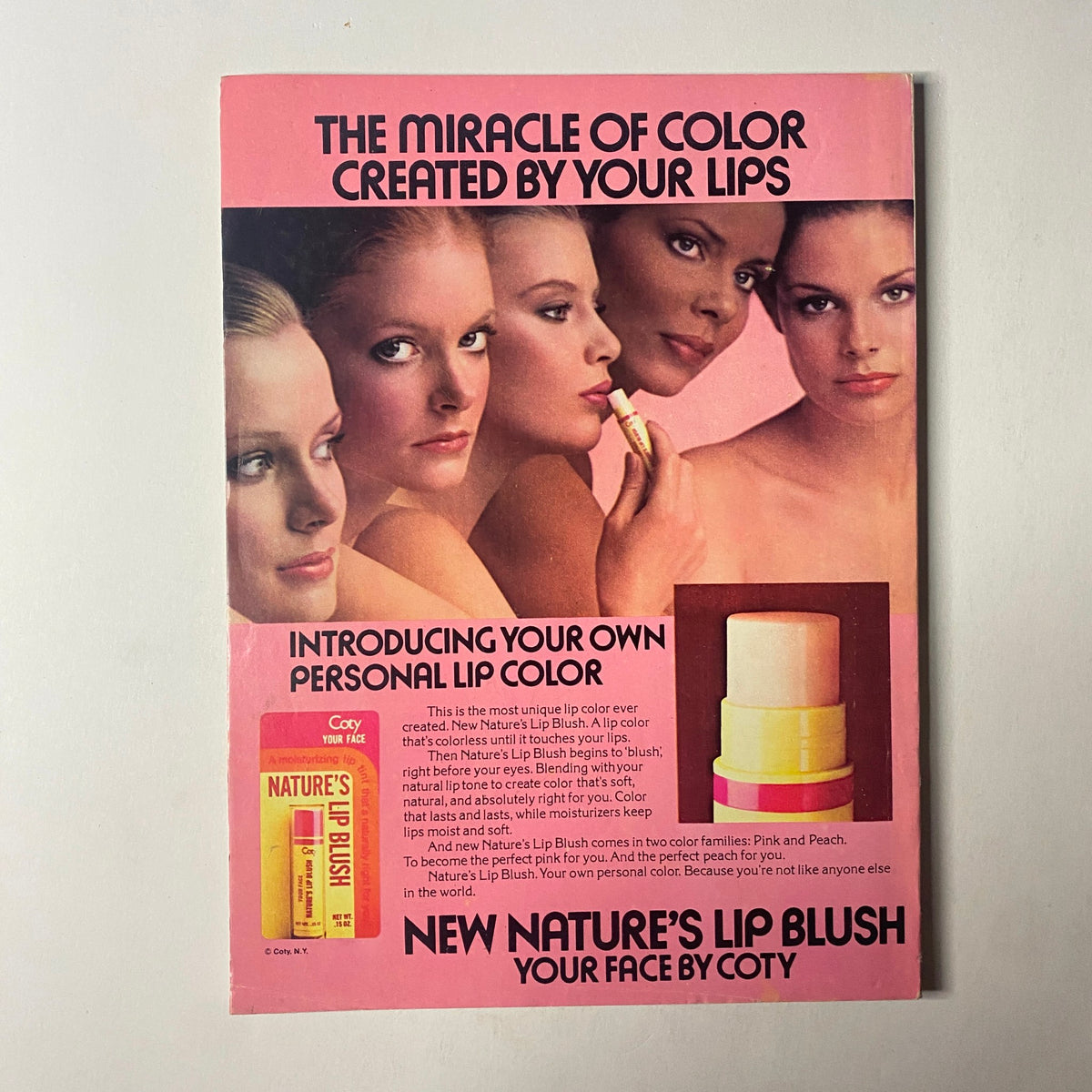 Advertisement for Nature's Lip Blush by Coty in Seventeen Magazine September 1977, highlighting various personal lip color options and showcasing diverse models. The text reads 'The Miracle of Color Created by Your Lips'.