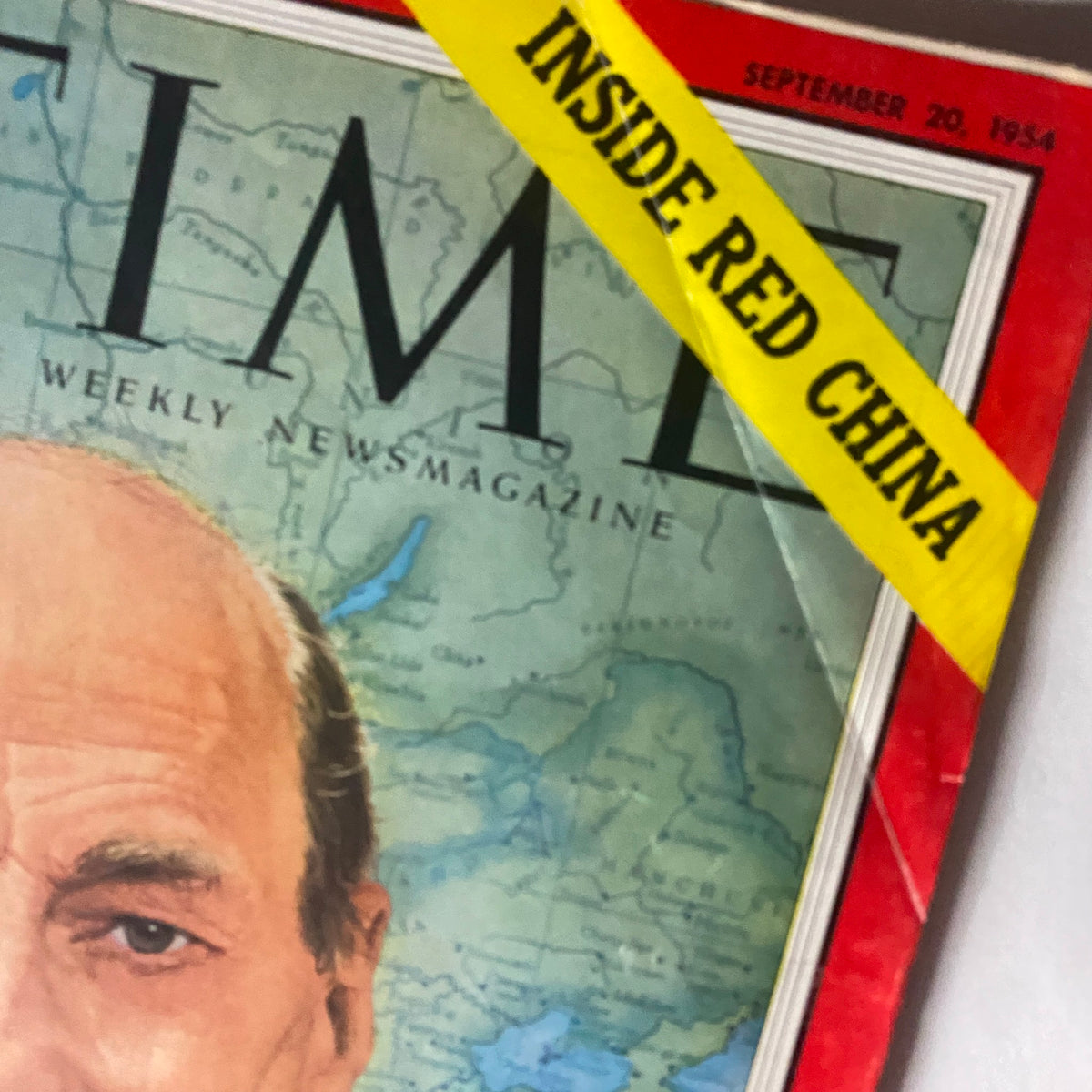 Close-up of the cover of VTG Time Magazine September 20, 1954, highlighting the title and Clement Attlee's image.