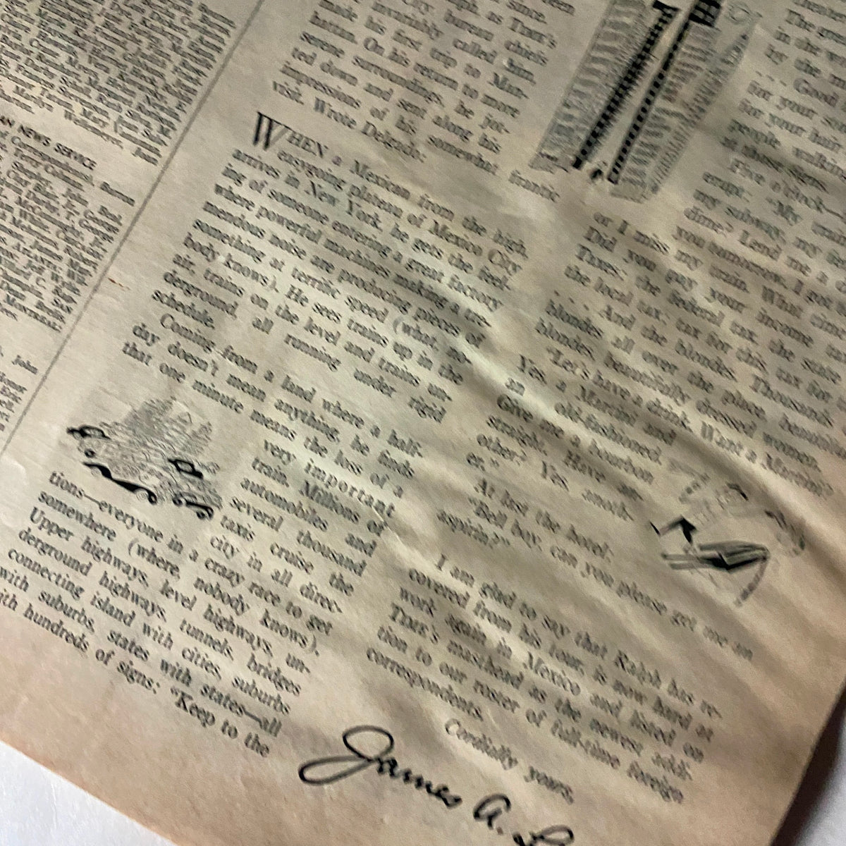 Close-up inside page of VTG Time Magazine August 3, 1953, showing detailed text and illustrations, highlighting the unique historical context of the publication.
