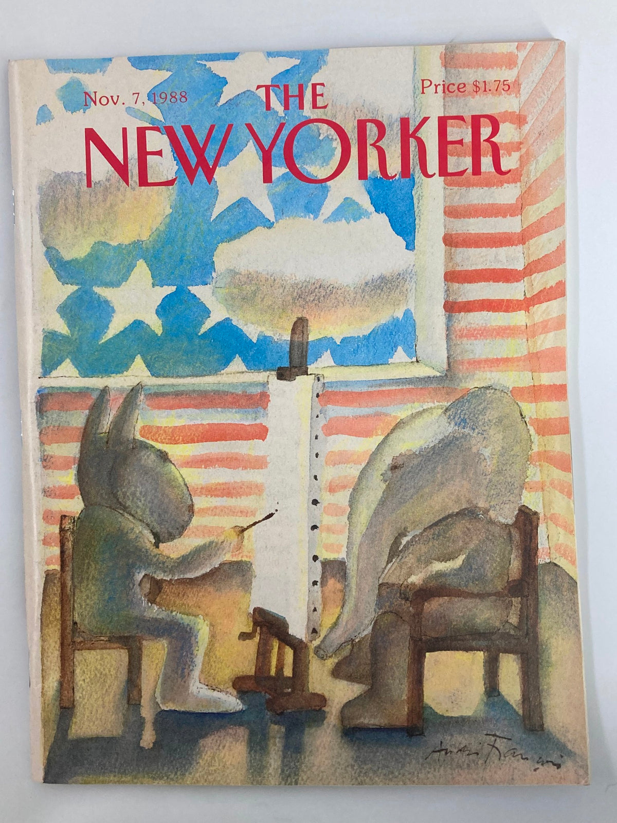The New Yorker Full Magazine November 7 1988 featuring a whimsical rabbit painting by Andre Francois on the cover.