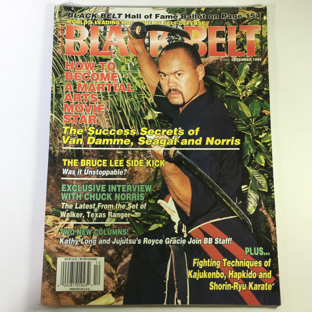 Cover of Blackbelt Magazine December 1994 featuring martial arts icons, showcasing articles about Jean-Claude Van Damme, Steven Seagal, and Chuck Norris.