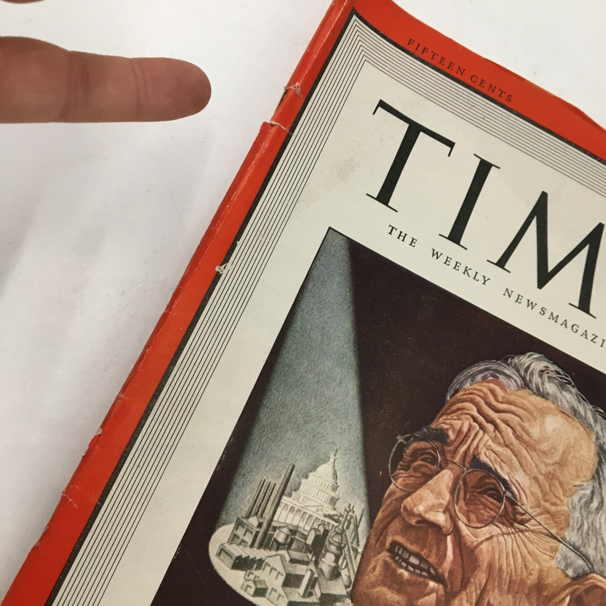 Close-up view of the Time Magazine cover from March 8, 1943, Vol. 41 No. 10, highlighting Investigator Harry S. Truman and the magazine's design elements.