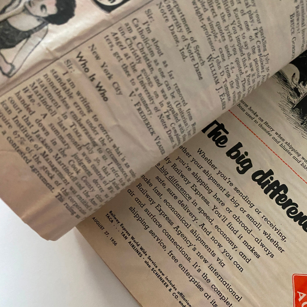 An inside page discussing notable figures in VTG Time Magazine August 27, 1956 Vol 68 No. 9.