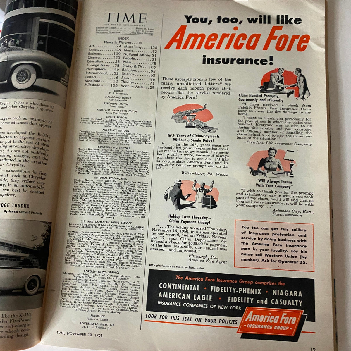 Vintage Time Magazine November 10, 1952 Dwight D. Eisenhower and Richard Nixon