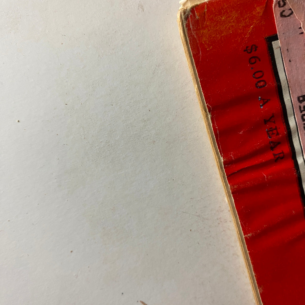 Detail shot of the spine of VTG Time Magazine September 8, 1952 showing the magazine's vintage condition with visible wear and tear.