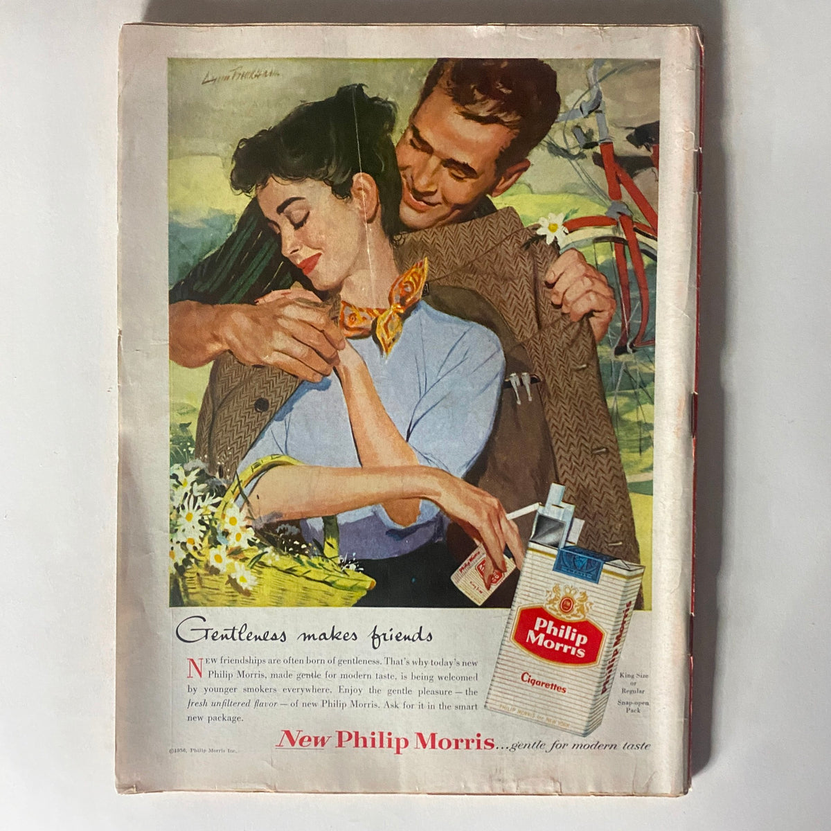Advertisement page from Vintage Time Magazine March 12, 1956 promoting New Philip Morris cigarettes, illustrating vintage advertising styles.