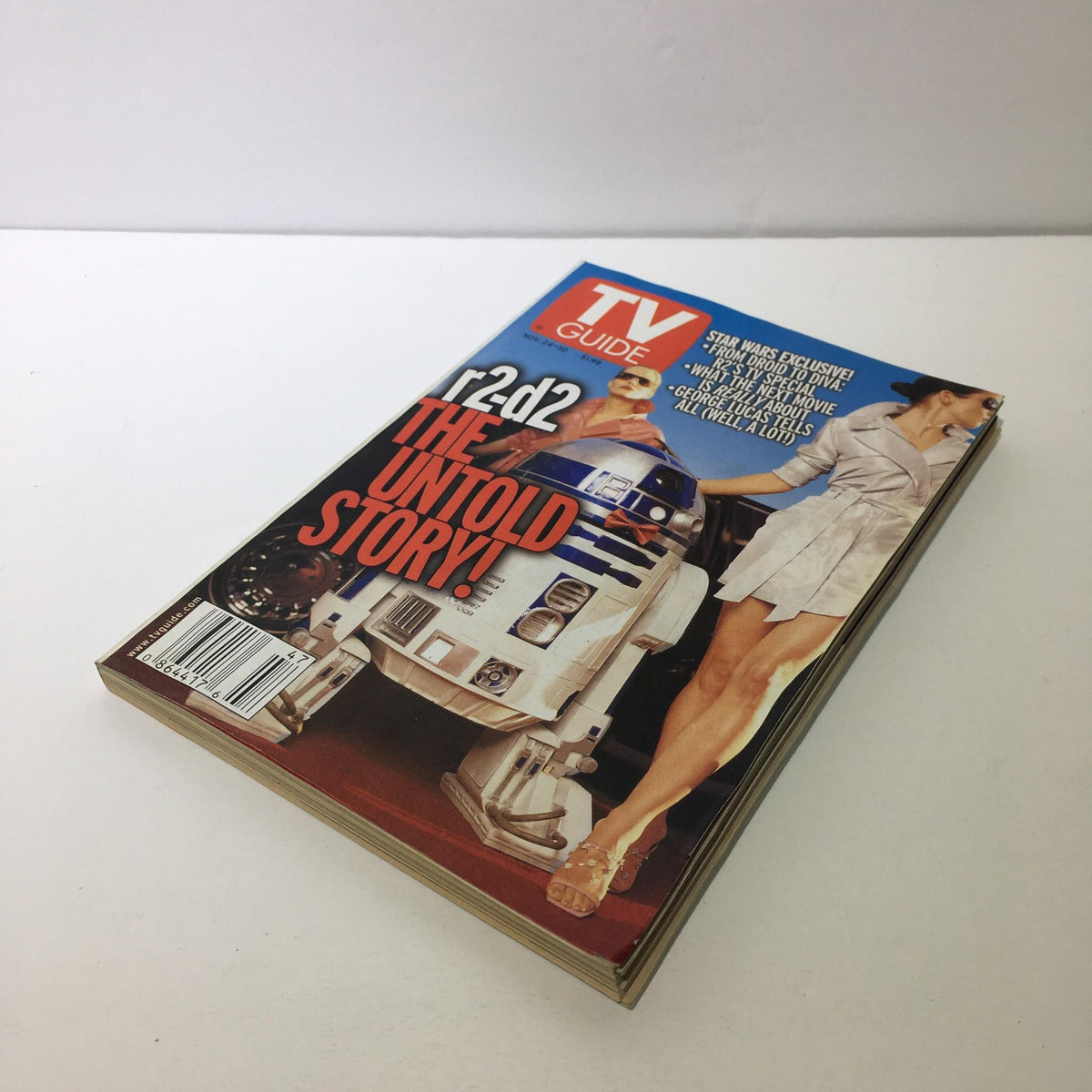 Front cover of TV Guide Nov 24-30 2001 showcasing the exclusive story 'R2-D2: The Untold Story!' with an image of R2-D2 and a woman in a fashionable outfit.