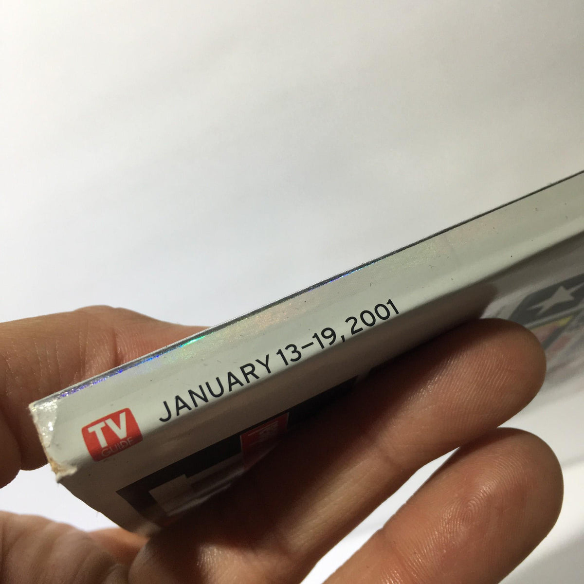 Side view of TV Guide January 13-19 2001 displaying the publication date prominently on the spine.