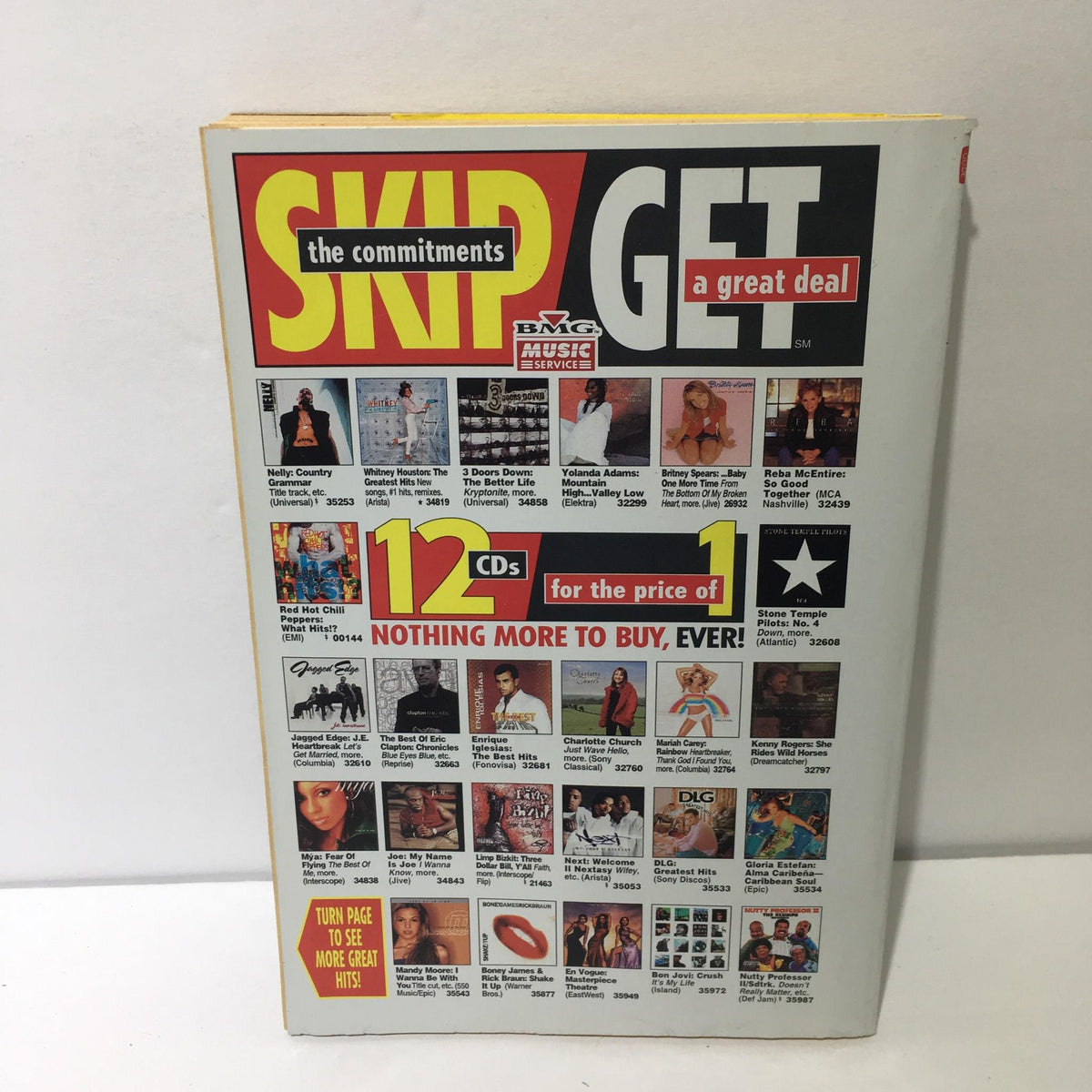 Back cover of TV Guide January 13-19 2001 featuring an advertisement for music CDs, highlighting promotional offers.