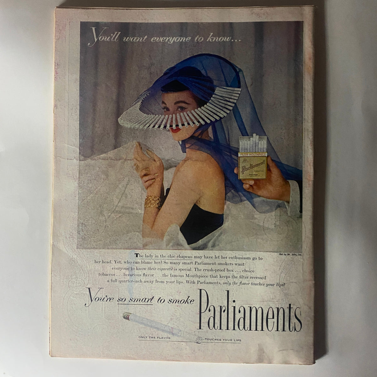 Back cover of the Vintage Time Magazine from October 3, 1955, featuring an advertisement for Parliaments cigarettes.