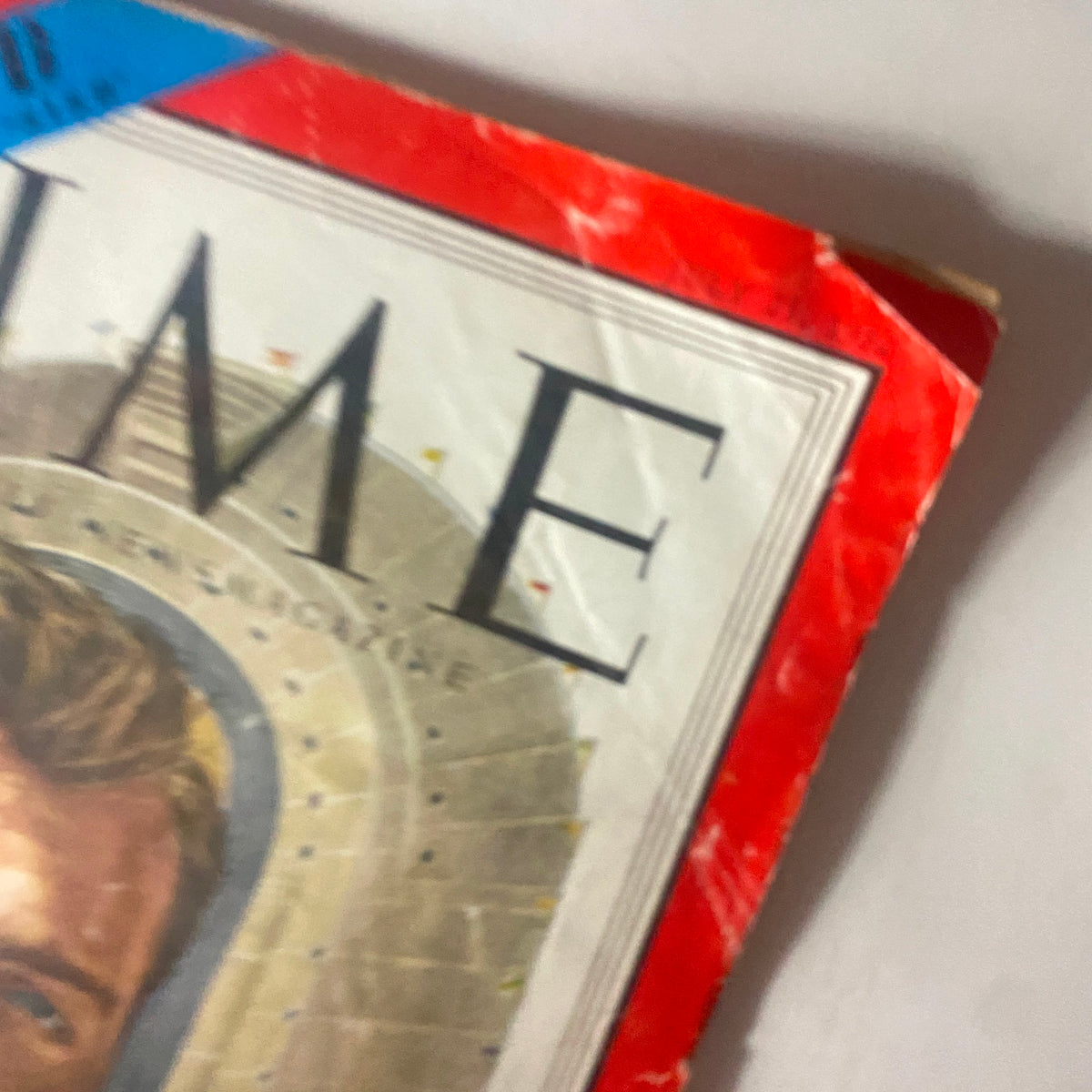 Close-up view of the Vintage Time Magazine July 21, 1952 cover, highlighting the title and Bob Mathias's portrait with a red border.