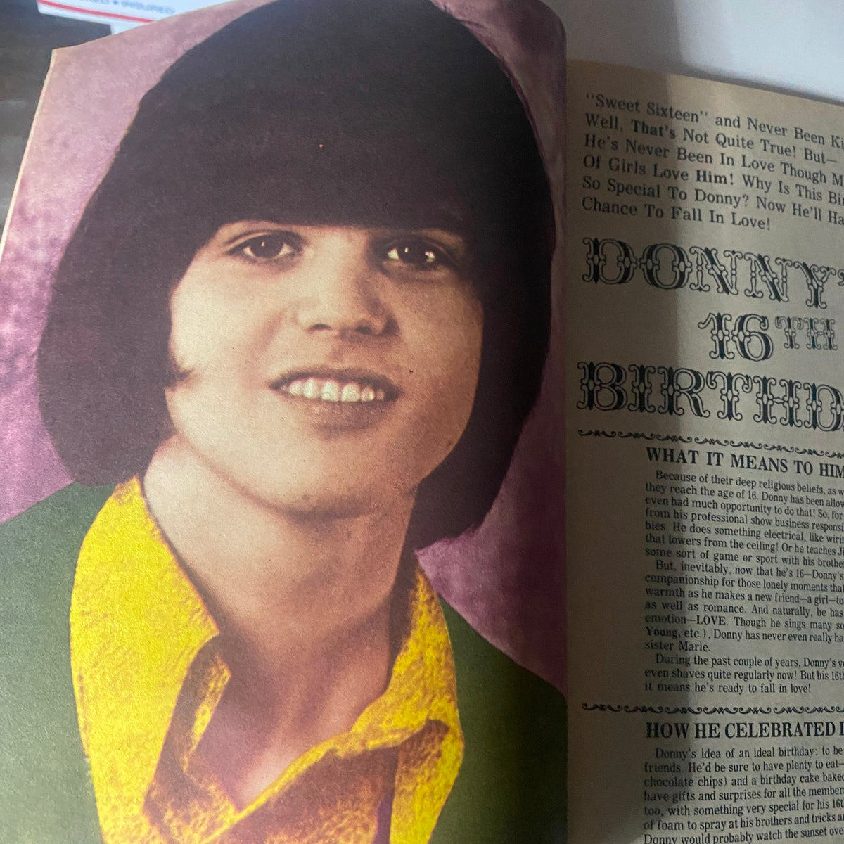 Vintage 16 Magazine Winter 1974 Donny Osmond, Randy Mantooth VG w Poster No Label