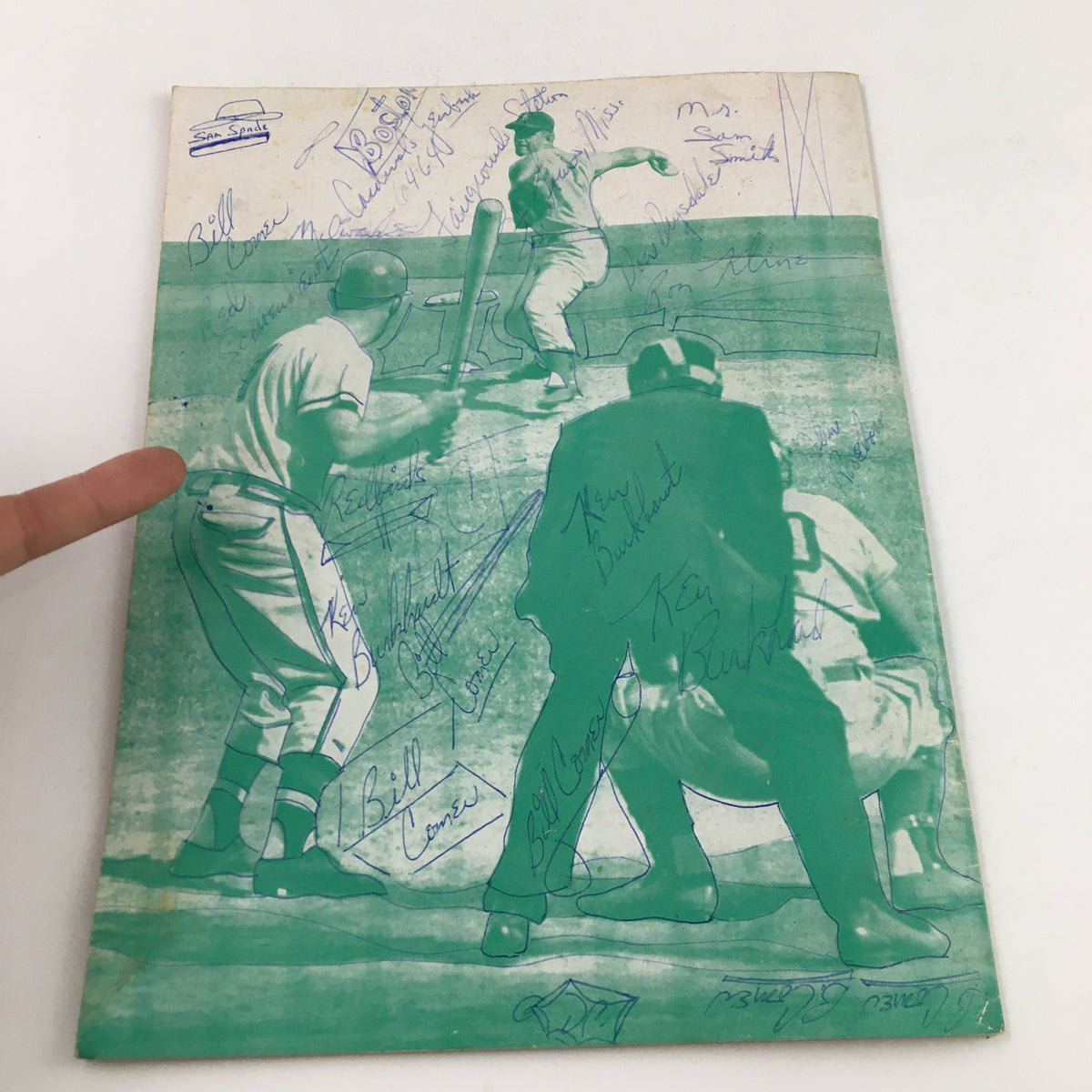 Cover of the Sportscope Magazine Baseball 1960 showing a vintage illustration of a baseball game, containing multiple handwritten notes, valuable for collectors and bettors.