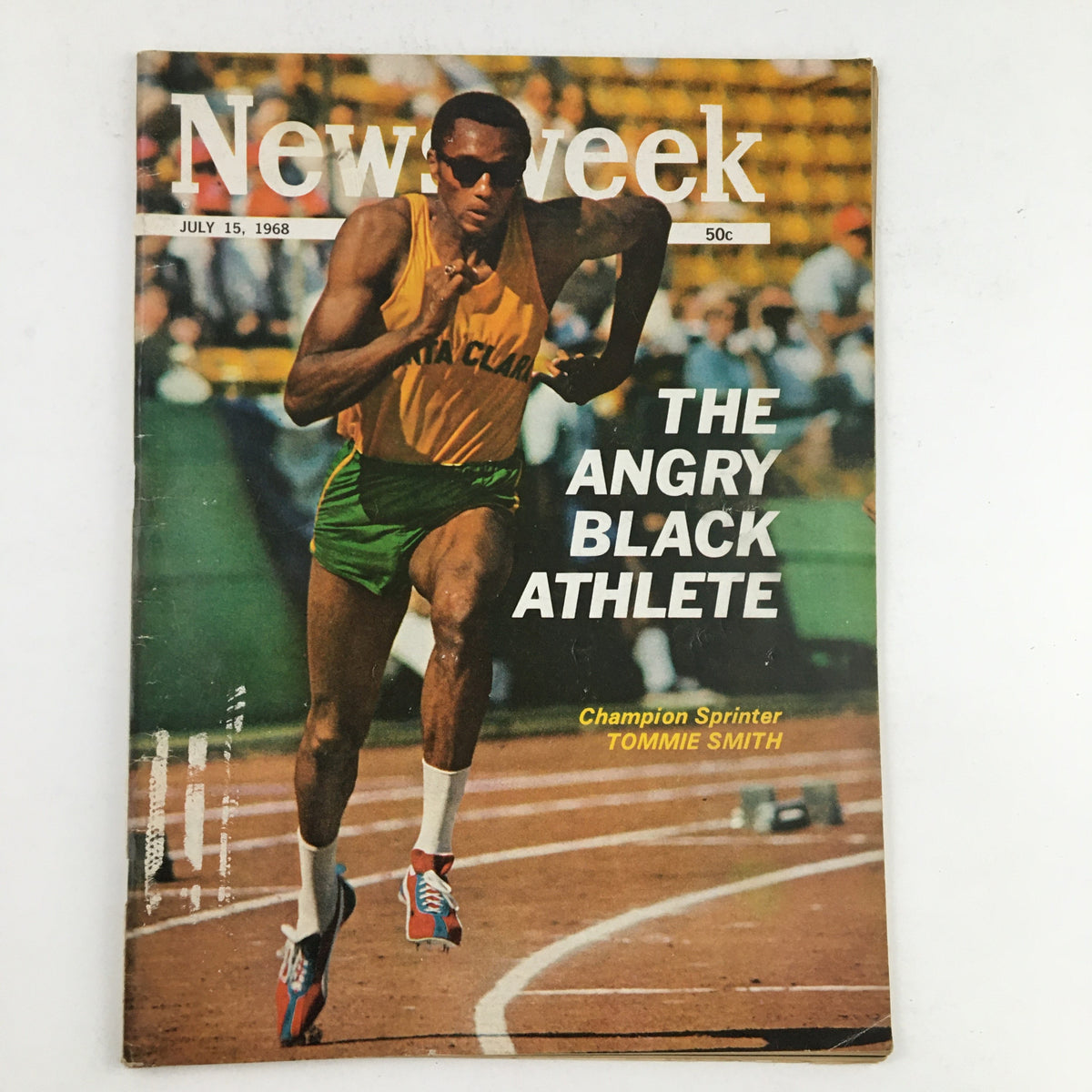 Cover of Newsweek Magazine, July 15, 1968, featuring champion Black sprinter Tommie Smith