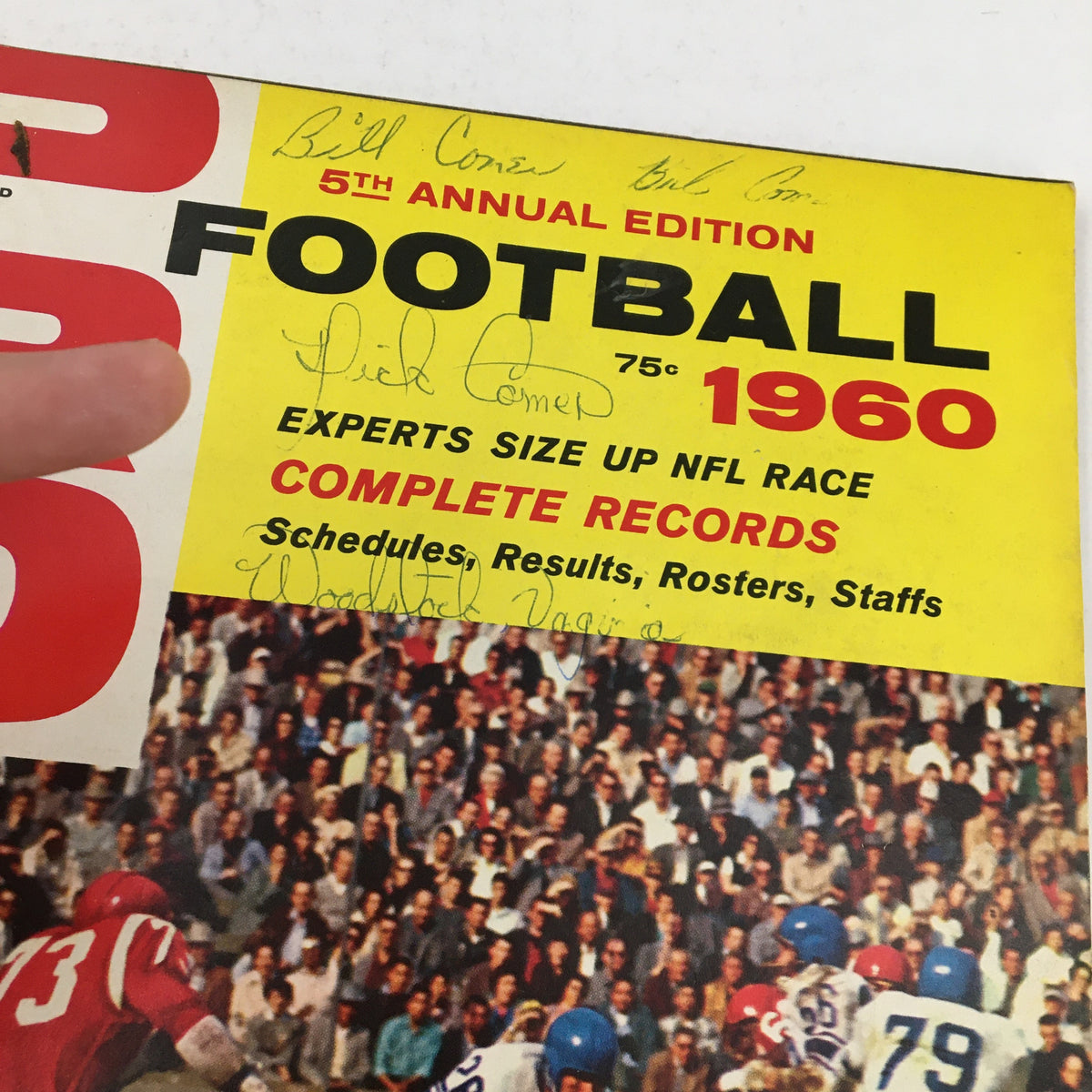 Pro Football Magazine 1960 NFL Championship Games Statistics cover featuring signatures and highlights from the 1960 edition showcasing expert insights and complete records of the NFL season.