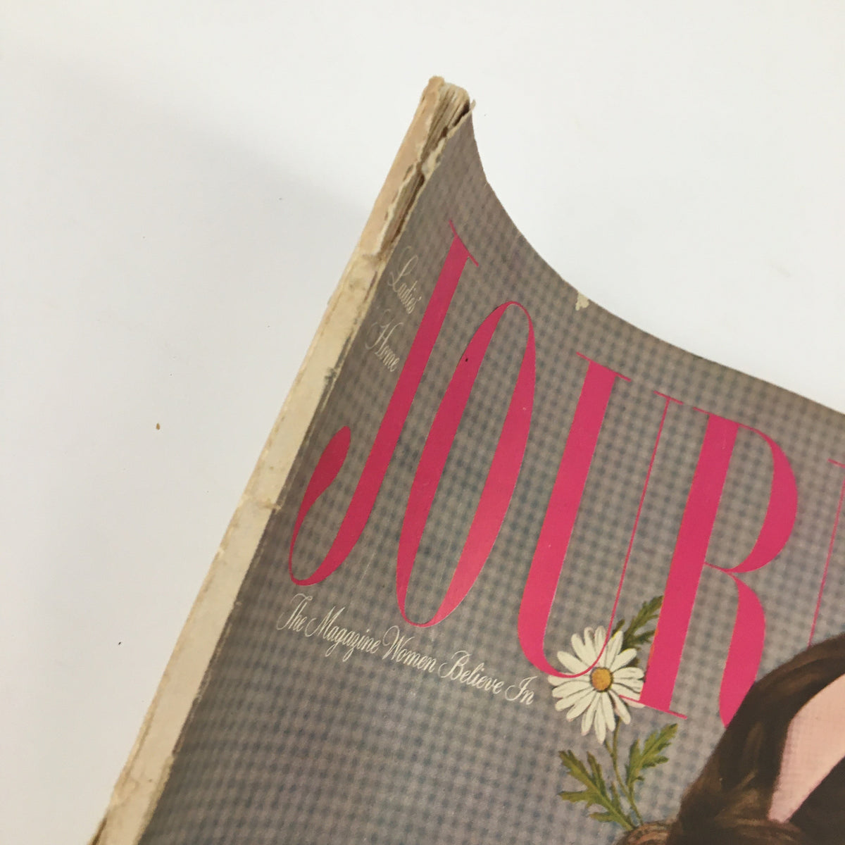 Close-up view of the top section of Ladies' Home Journal Magazine, June 1954, displaying the title 'Katherine & Her Greatest Story' and decorative floral elements typical of the era.