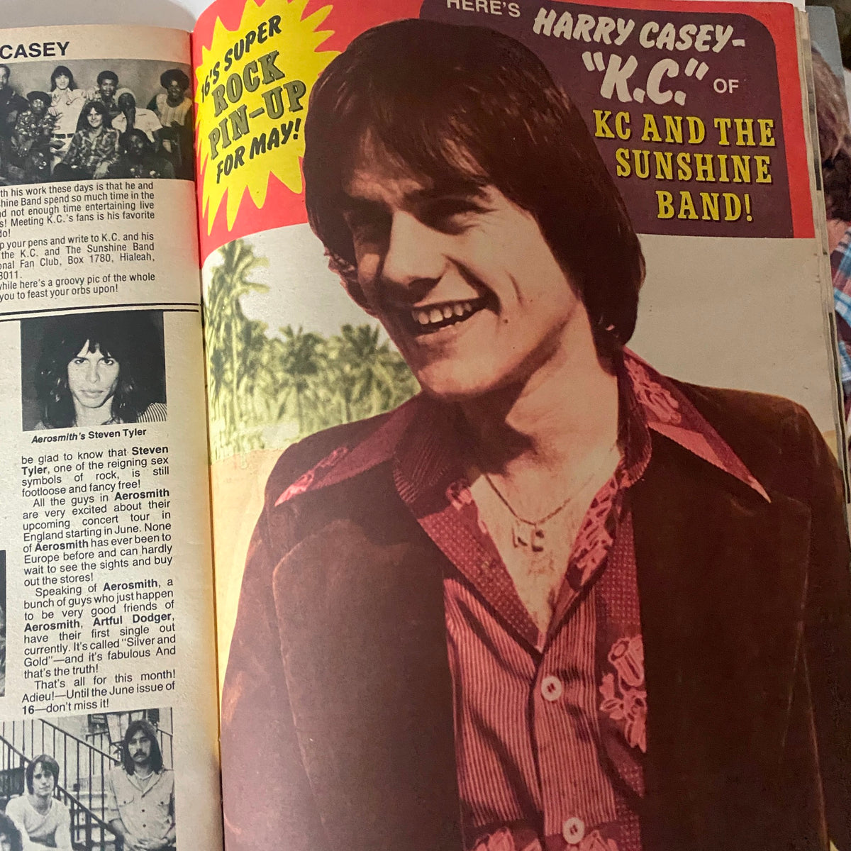 Image of Harry Casey, known as K.C. of K.C. and the Sunshine Band, featured in VTG 16 Magazine May 1976 with vibrant colors.