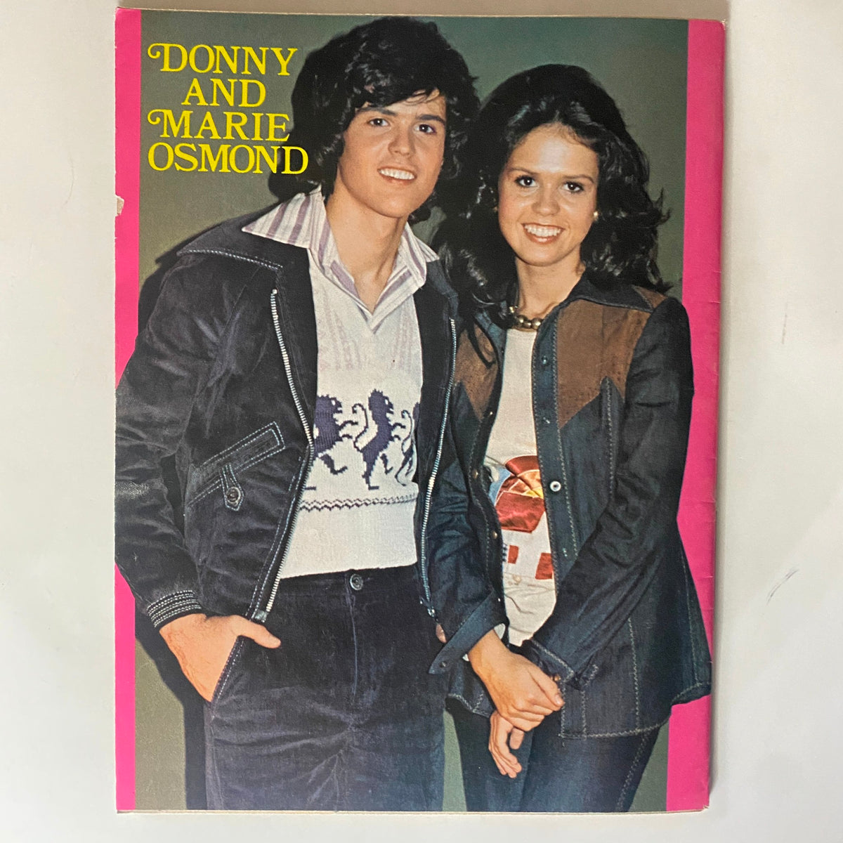 Cover of Vintage 16 Magazine February 1975 featuring iconic duo Donny and Marie Osmond, embodying the essence of pop culture in the 1970s.