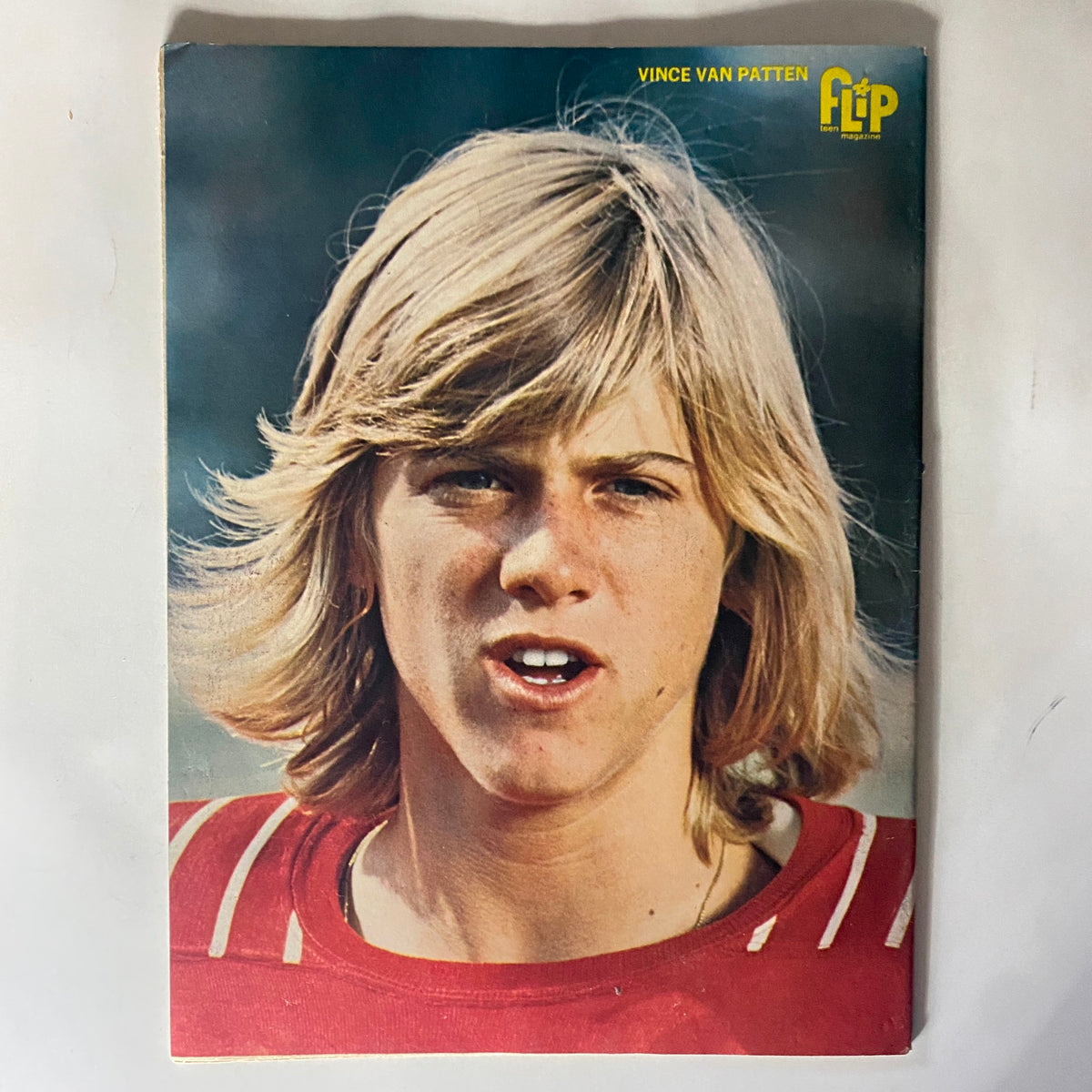 Cover photo of Vince Van Patten featured in VTG Flip Teen Magazine February 1975 Donny Osmond, emphasizing 1970s teen celebrity culture.