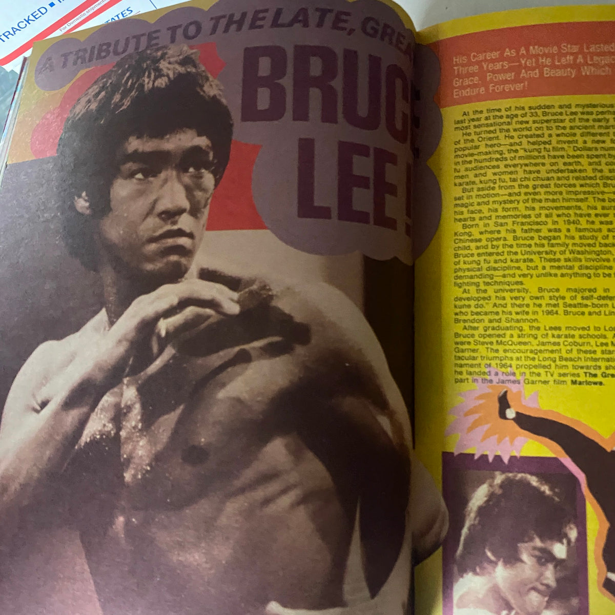 VTG 16 SPEC Magazine May 1974 featuring Bruce Lee tribute with a striking image of the martial artist. This collectible issue highlights martial arts and pop culture from the 1970s.