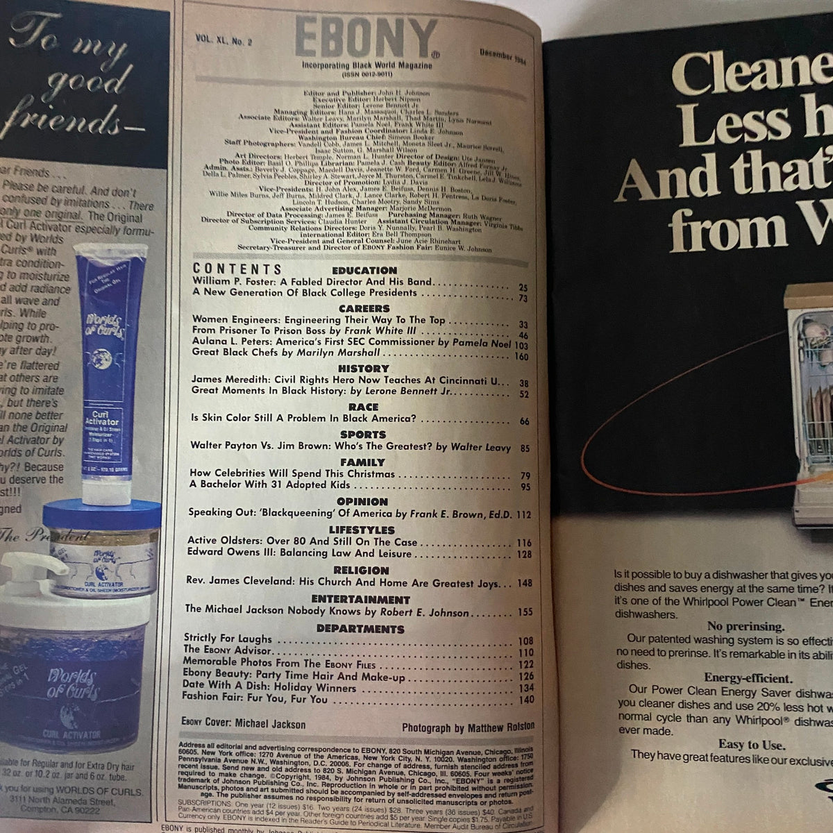 Vintage Ebony Magazine December 1984 Vol 40 No. 2 Michael Jackson No Label