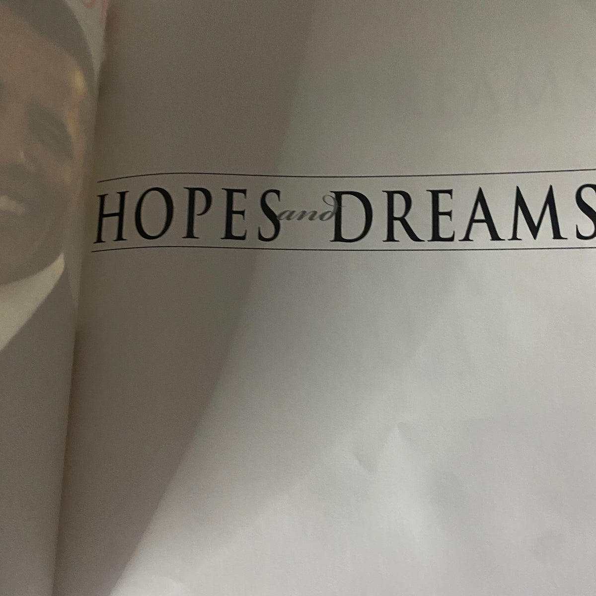Inside page of the book 'Hopes and Dreams: The Story of Barack Obama' displaying the title prominently.