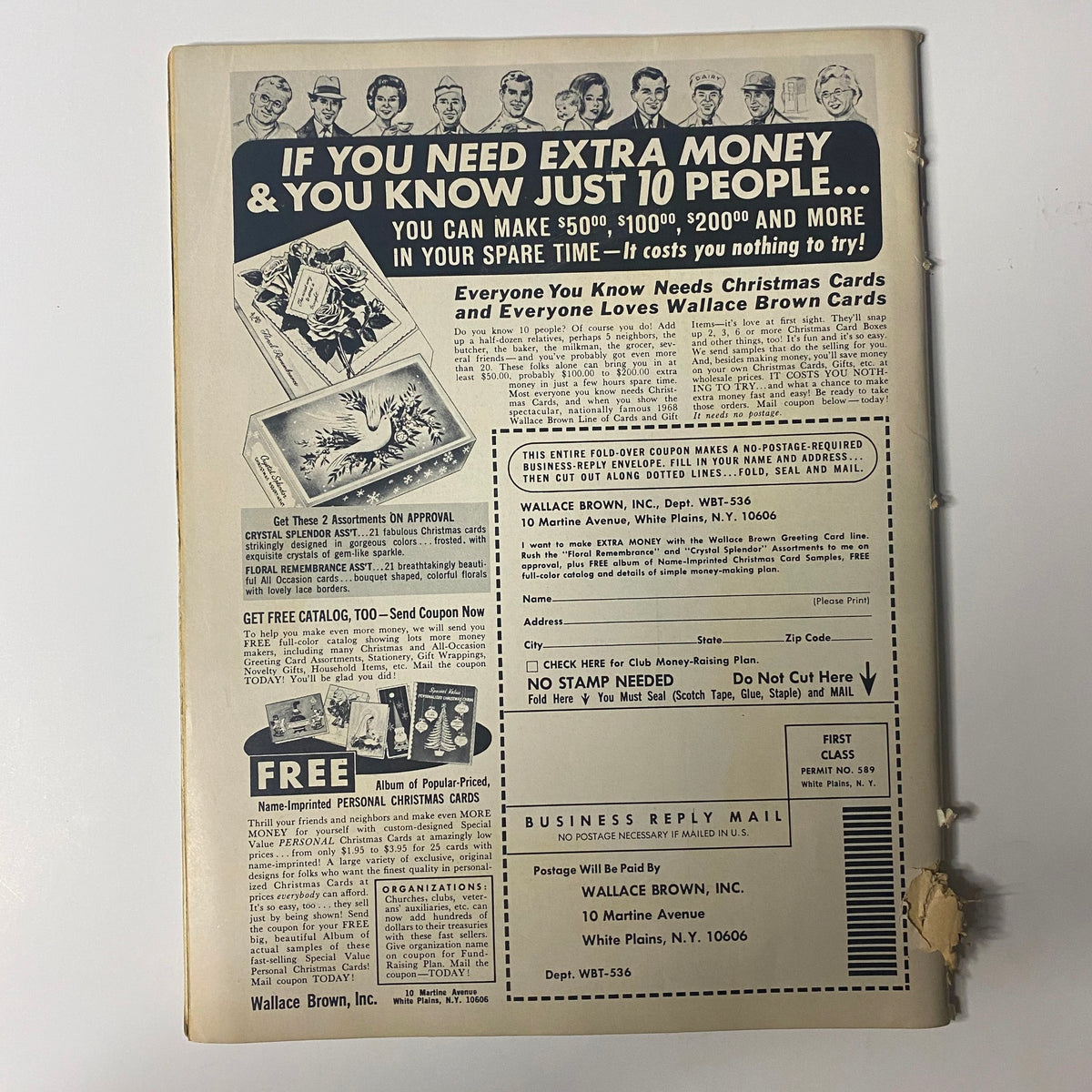 Back cover of Teen Datebook Magazine September 1968, featuring advertisements and illustrations related to the late-1960s teen culture.