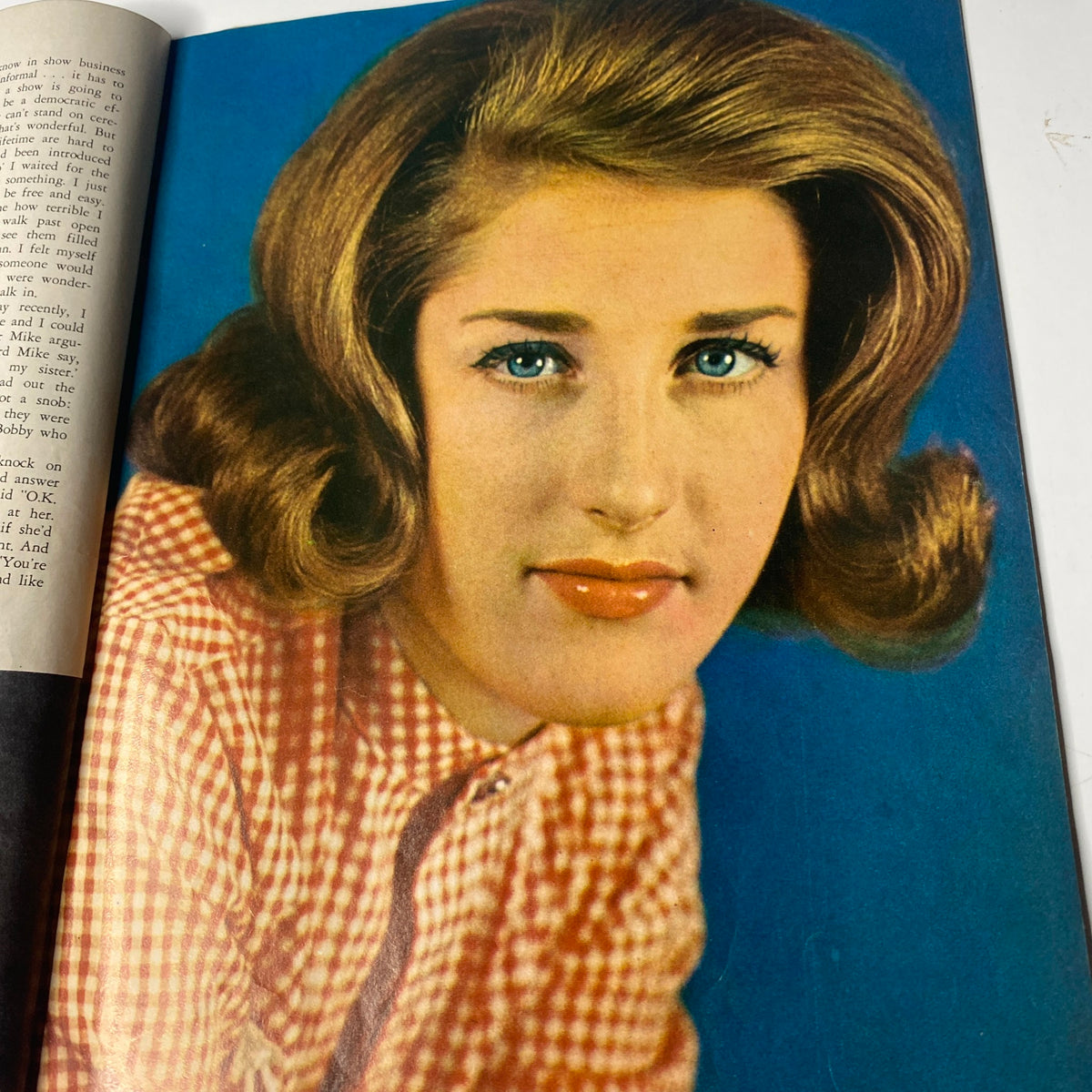 Full-color portrait of a young woman featured in Teen Screen Magazine June 1964, showcasing vintage beauty and style of the 1960s.