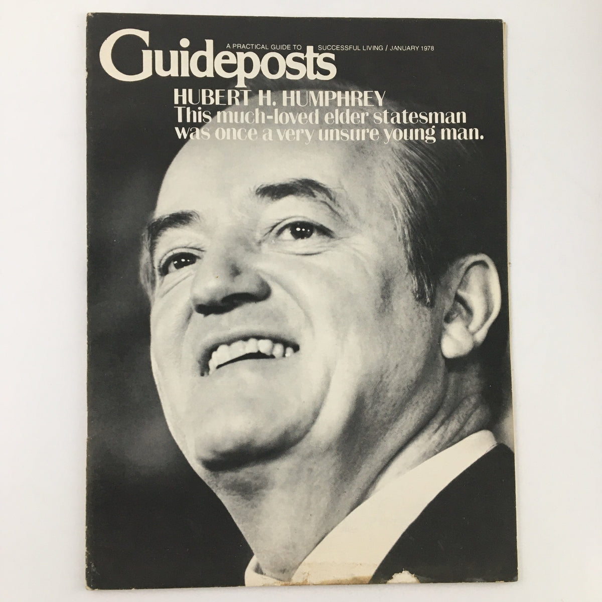 Cover image of Guideposts Magazine January 1978 featuring Hubert H. Humphrey, accompanied by the tagline 'This much-loved elder statesman was once a very unsure young man.' This vintage magazine captures a pivotal moment in American history.