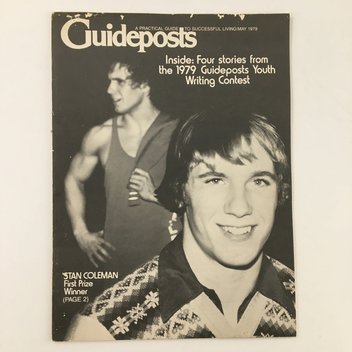 Cover of Guideposts Magazine May 1979 featuring Stan Coleman, First Prize Winner of the Writing Contest, showcasing a vintage design from the 1970s.