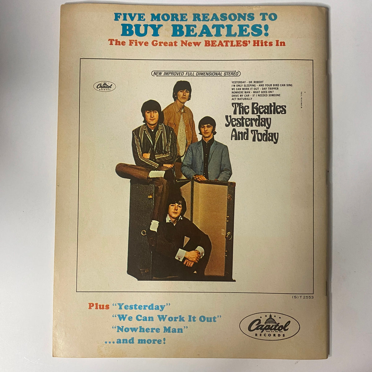 Back cover of TeenSet Magazine October 1966 Vol 2 No. 5 showcasing a Beatles advertisement for their hits, emphasizing the cultural impact of The Beatles in the 1960s.