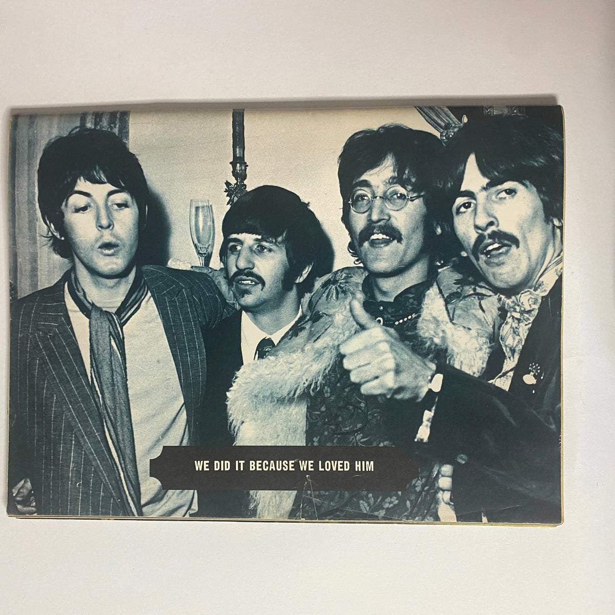 Cover page from the 1969 Paul McCartney Dead - The Great Hoax Collector's Edition showing The Beatles together, emphasizing their bond and the impact of the 'Paul Is Dead' conspiracy on fans.