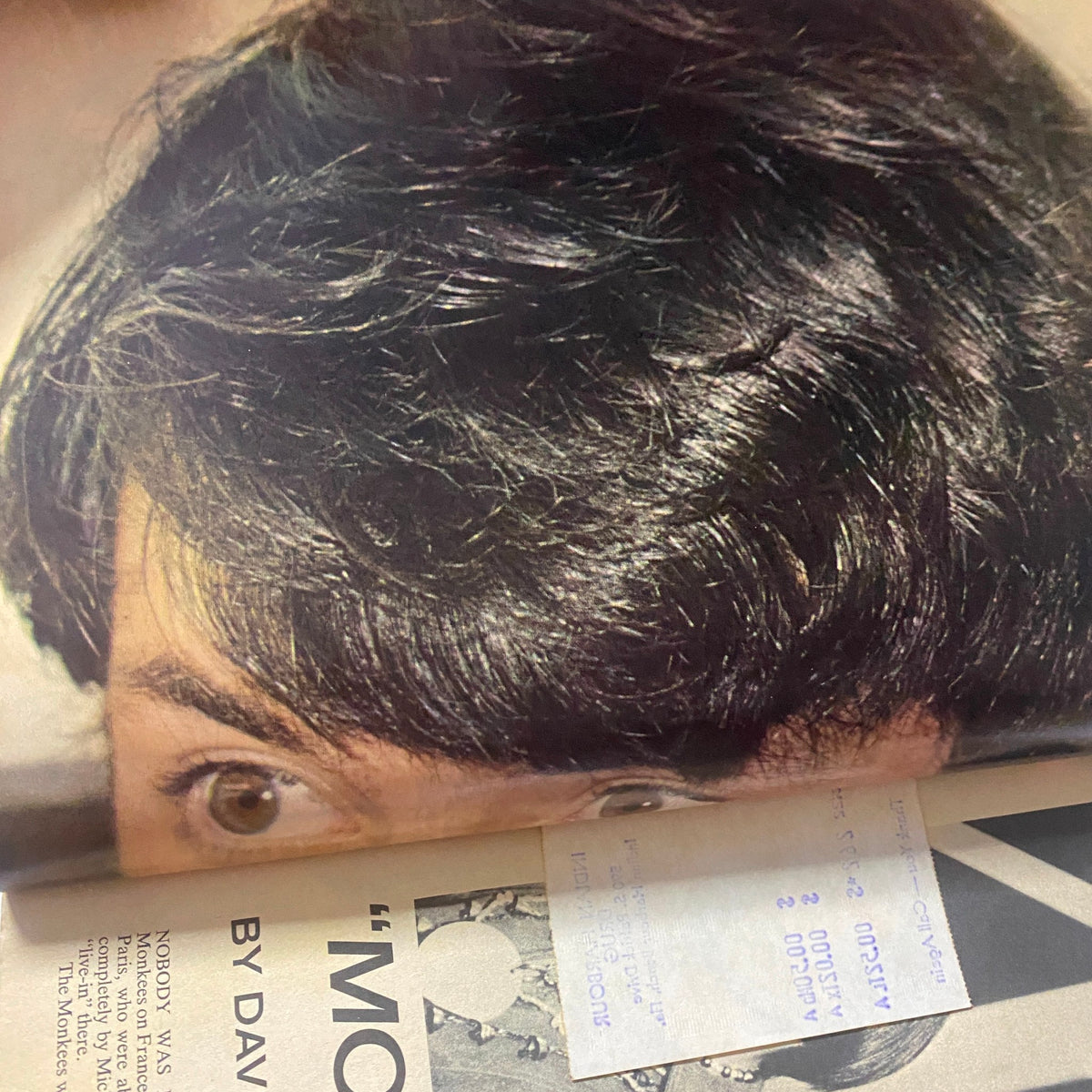 Close-up of a young male figure's face and hairstyle from the 16 Magazine November 1967 Vol 9 No. 6 The Beatles issue, capturing the essence of 1960s pop culture.