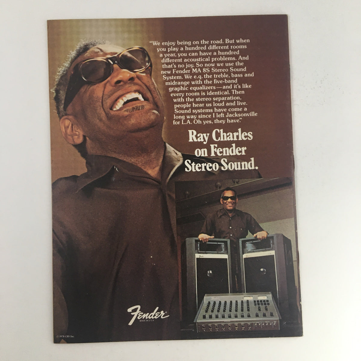 Circus Magazine December 12 1978 advertisement featuring Ray Charles promoting Fender Stereo Sound. This vintage magazine highlights the fusion of music and technology, making it a valuable collectible for fans of rock history.