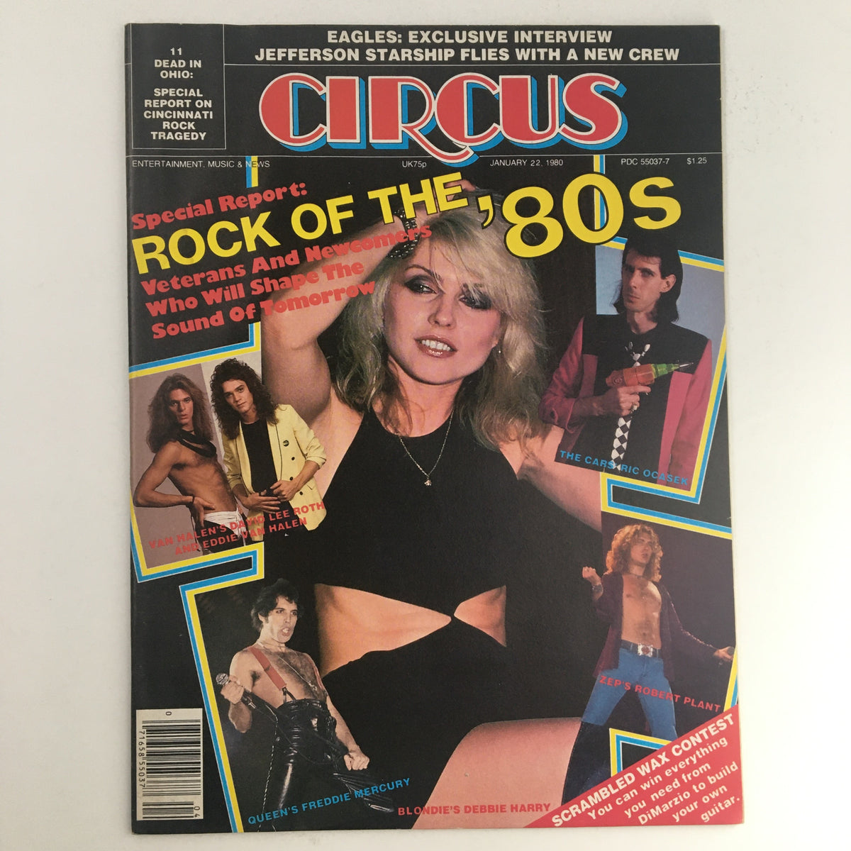 Circus Magazine January 22 1980 cover featuring Debbie Harry and Van Halen, showcasing iconic rock stars from the '80s.