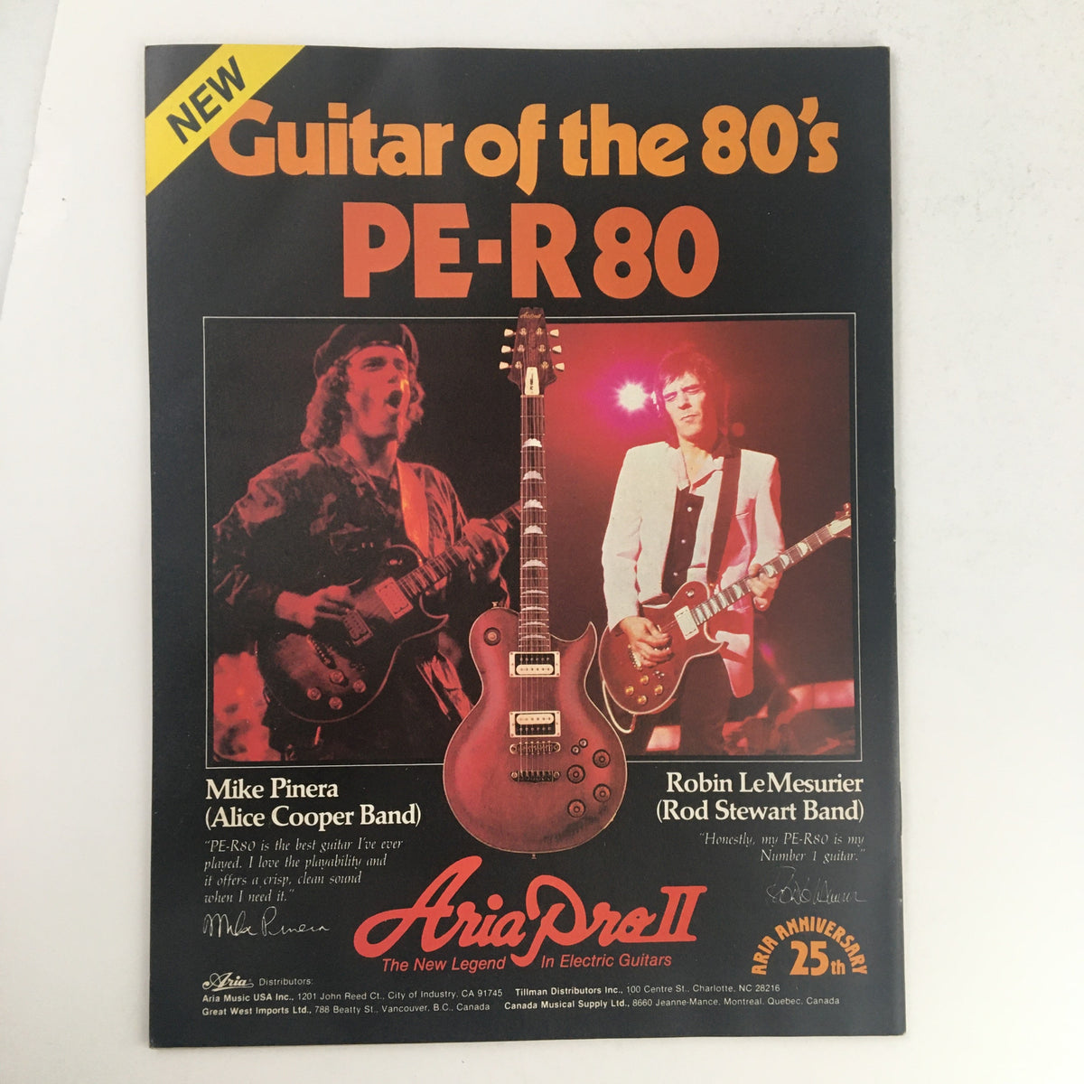 Cover image of Circus Magazine from April 30, 1982 featuring Ozzy Osbourne, Steve, and Neal with a promotional graphic for 'Guitar of the 80's PE-R80', highlighting electric guitars.