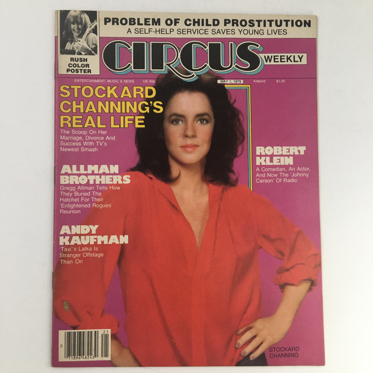 Circus Magazine May 1 1979 featuring Stockard Channing on the cover, with articles about the Allman Brothers and Andy Kaufman, showcasing vintage pop culture from the late 70s.